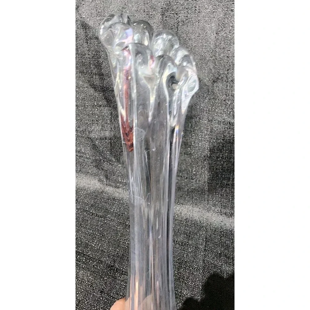 Vintage Clear‎ Ribbed Swung Stretch Glass Vase 12